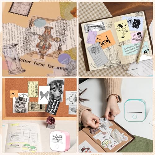 Image of T02 M02X S002 AHM2 53mm Non-Adhesive Color Thermal Sticker Paper | 50mmx3.5mm, Strong Sticky, DIY Journal, Color Labels, Keep for 20 Years, 3 Rolls