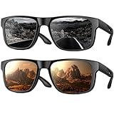 YOZISS YOZISSPolarized Sunglasses for Men and Women | UV400 Protection Lightweight Square Frame | Driving, Cycling, Outdoor(Black&Brown)