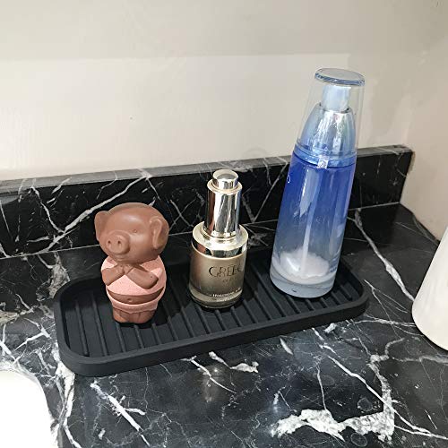 Silicone Sponge Holder Kitchen Sink Organizer Tray Dish Caddy Soap Dispenser, Scrubber Spoon Holder,Dishwashing Accessories 2 Pack (Black)