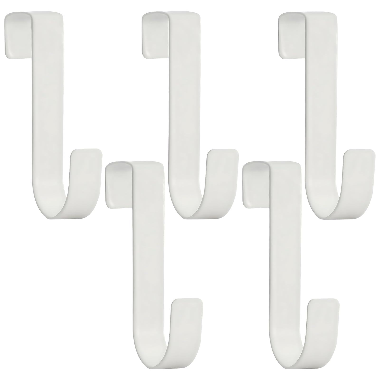 Terilamy 5 Pcs Over Door Hooks Heavy Duty 30lb, Stainless Steel Over The Door Hangers Single Door Hooks for Hanging Clothes Towels Wreath – Space Saving for Bathroom Bedroom Kitchen Wardrobe White