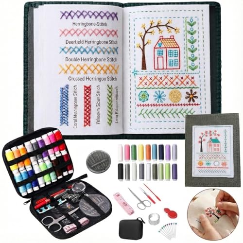 2026 New Embroidery Stitch Book Kit,Portable All Scenario Embroidery Stitch