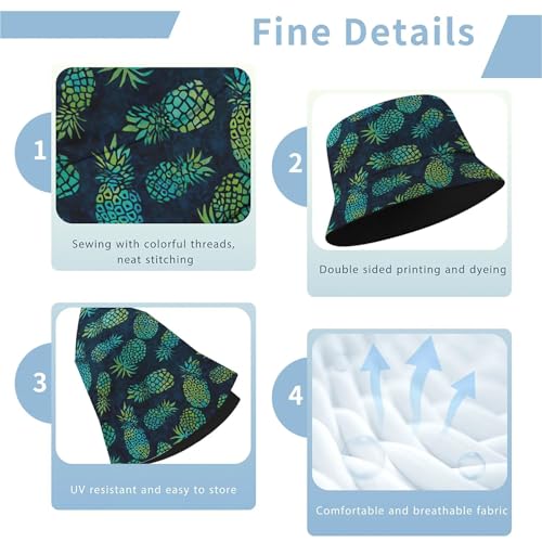 Image of Cool Bucket Hat Beach Sun Hat Beach Fishing Hat for Men Women Teens, Reversible Double-Side-Wear