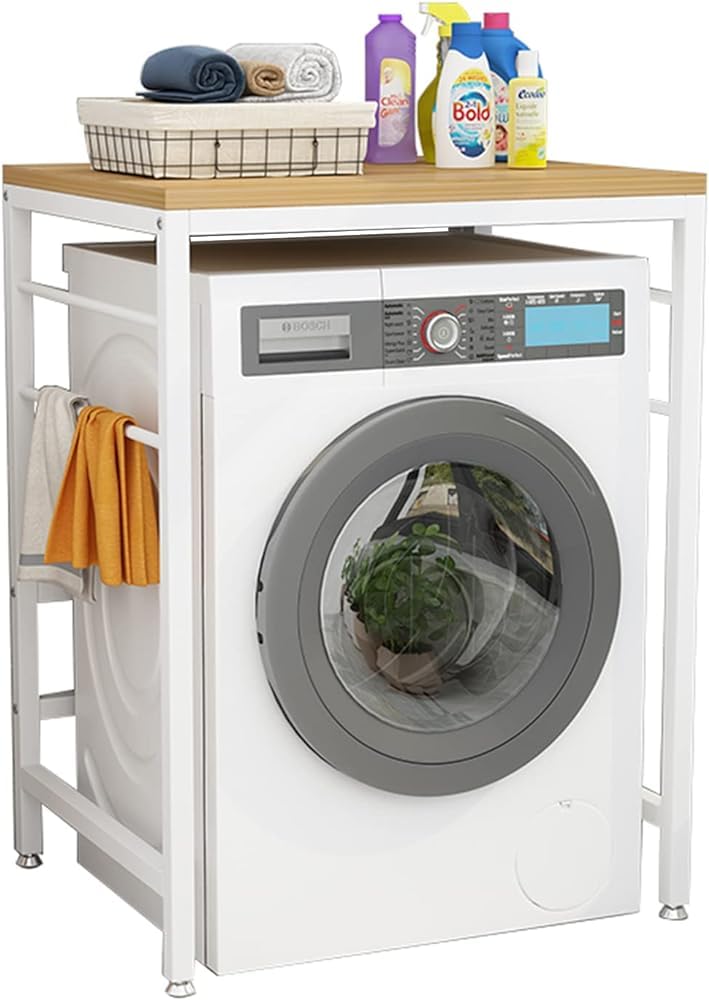 Étagère de salle de bain sur pied Nizer pour machine à laver et sèche-linge frontal