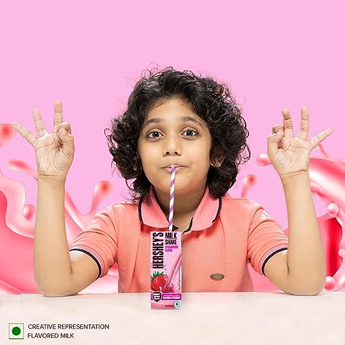 Image of HERSHEY'S Strawberry Flavored Milkshake | Enriched with Calcium | Pack of 6 (6 x 180ml)