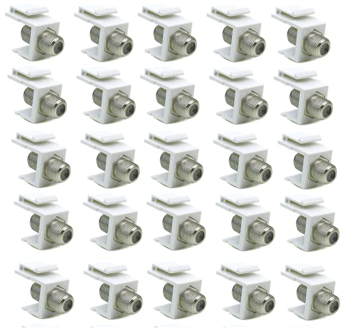 RiteAV Cavo coassiale bianco tipo F Keystone Jack accoppiatore connettore femmina a femmina (confezione da 25)