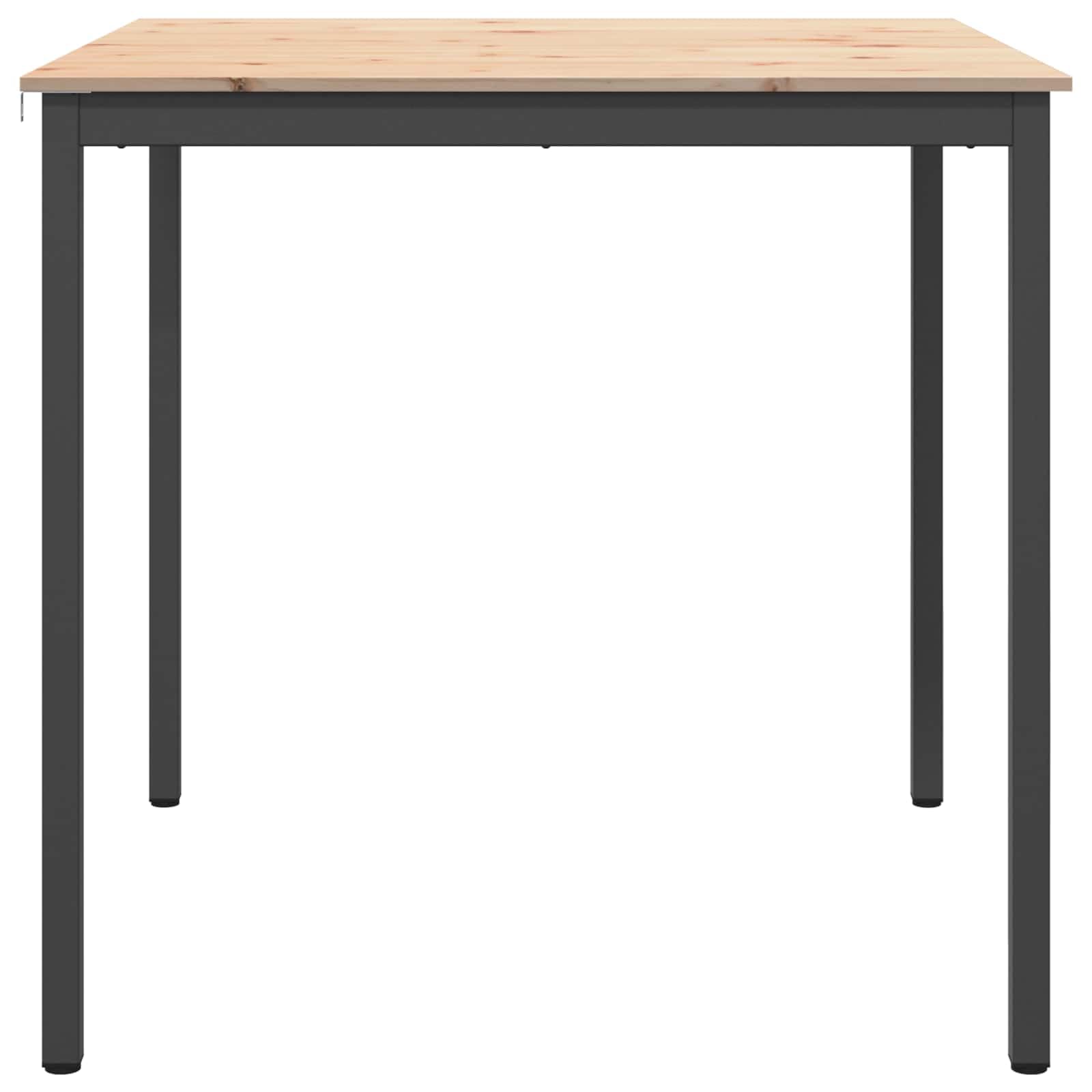 Mesa de bar natural de madera de pino maciza, 110 x 110 x 105 cm, para interior, comedor, cocina, moderno, diseño industrial, robusto, estable con soporte de vigas en forma de H