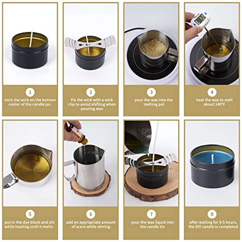 Candle Making Kit For Adults-Best Candle Making Kit Supplies For Beginners-Complete Candle Making Set-Diy Candle Making Kits For Adults, Including Soy Wax, Wicks, 8 Fragrance, Melting Pot, Candle Tins #TOP2