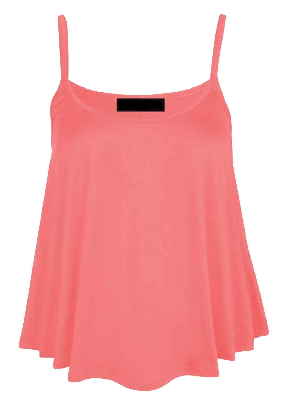21Fashion Women's Coral Plain Cami Swing Vest Sleeveless Top Strappy Flared Cami Vest Top Plus Size