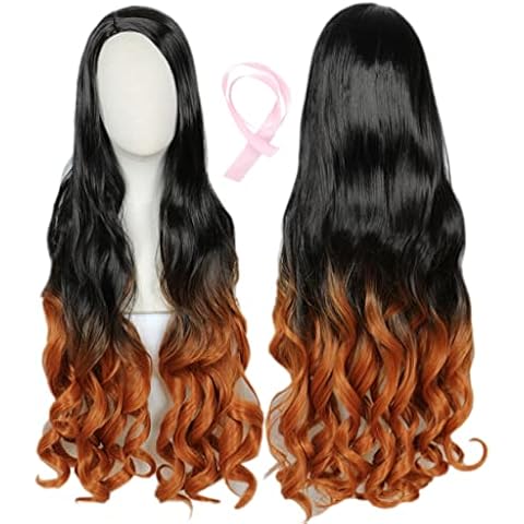 Linfairy Lange gefärbte Cosplay Perücke Halloween Kostüm volle Perücke Cover