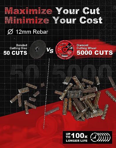 EZARC Diamond Cutting Wheel 3 x 3/8 Inch for Metal, Cut Off Wheel with 5000+ Cuts on Rebar, Steel, Iron and INOX - Thumbnail 3