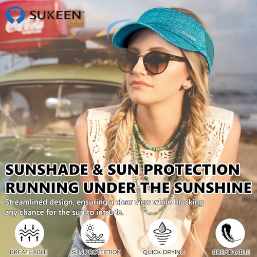 Image of Sukeen Sports Sun Visor Men Women Lightweight Portable Cooling Stretchy Visor Hat for Running, Golf, Daily Wear