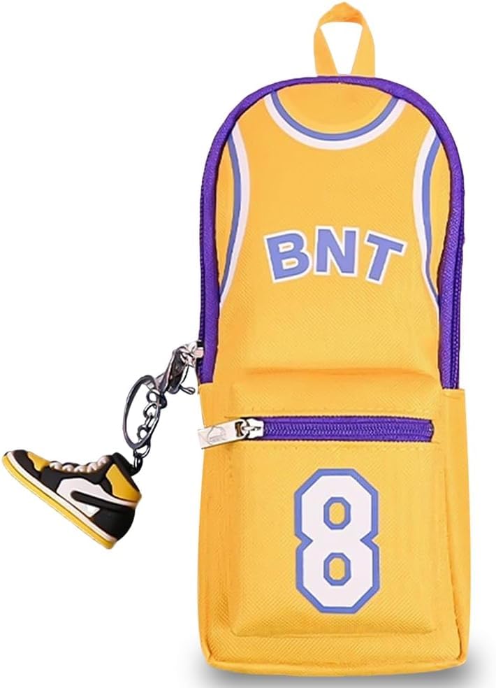 QWEPU Basketball Pencil case,Basketball Star Player Pencil case,Basketball Pencil Bag Pen Case,Large Storage Color Pencil Bag Portable for School Girl Boy Office Ladies Gift-No. 8(21 * 10 * 8cm)