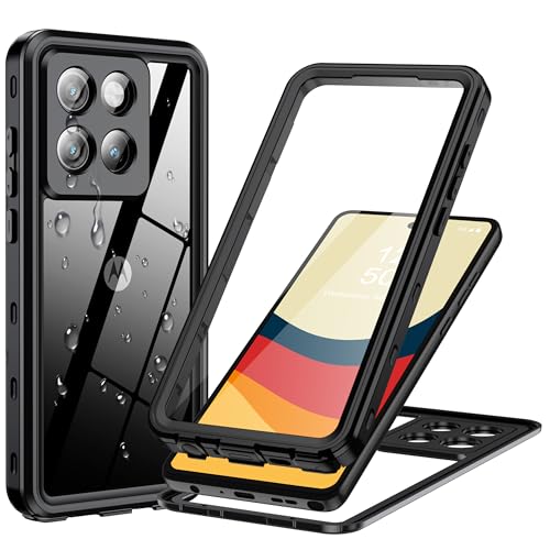 ANTSHARE Waterproof Case for Motorola Moto G Stylus 5G 2025，Moto G Stylus 2025 5G Phone Case [Built-in Camera & Screen Protector] [IP68 Underwater] [Dustproof], 14FT Military Grade Clear Case - Black