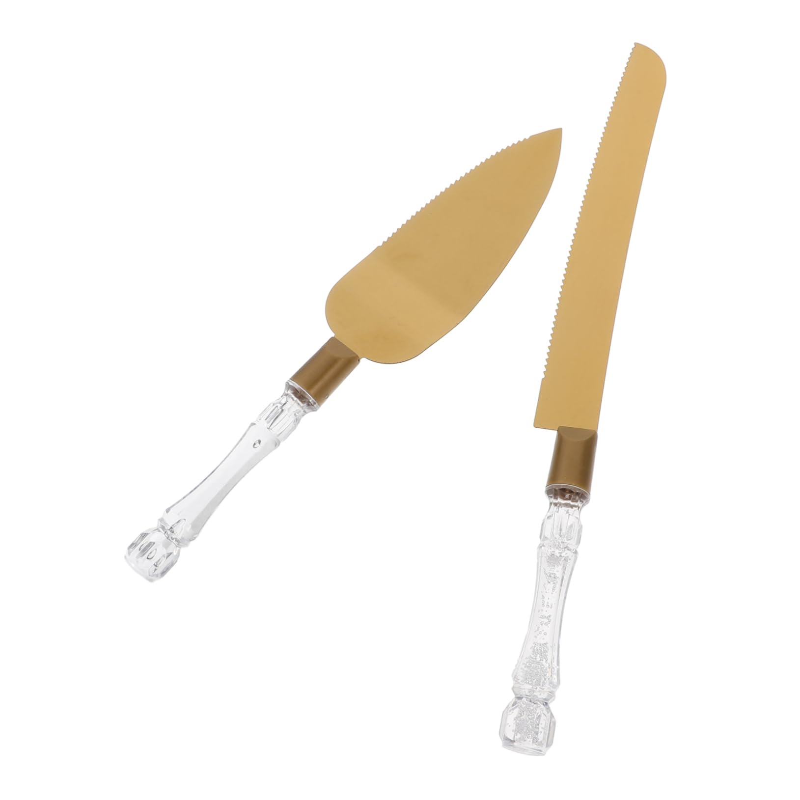 Cabilock 2pcs Cake Knife and Spatula Cake Cutting Tool Cake Cutter Cake Spatula Plastic Golden