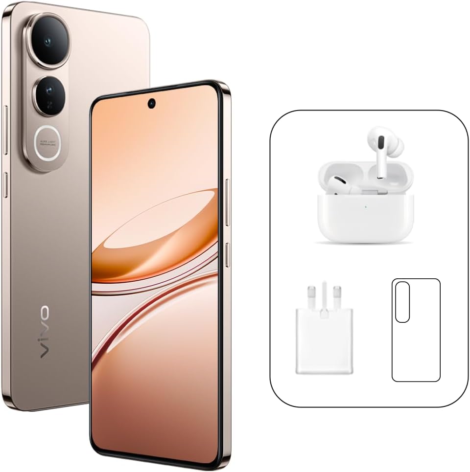 vivo V50 Lite 5G (Titanium Gold, 12GB RAM, 256GB) | 120Hz AMOLED Display | 32MP Selfie Camera | 6500mAH | IP64 | V-Premier Earbuds Pro, 24M Warranty, 400Days Screen Replacement – Middle East Version