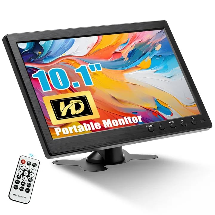 CAMECHO 10,1' Monitor portatile HD 1024 * 600 Display Monitor CCTV Altoparlante integrato con...