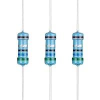 Vista 34 de 100 resistencias de 1 ohm 1/2 W (0.5 vatios) ±1% tolerancia de película metálica, resistencia fija de múltiples valores de resistencia opcional