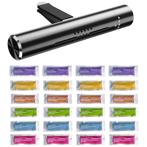Juego de 25 ambientadores para coche, ambientador interior para coche, con 24 varillas aromáticas para rejilla de ventilación y aire acondicionado, eliminación de olores y distribución automática del