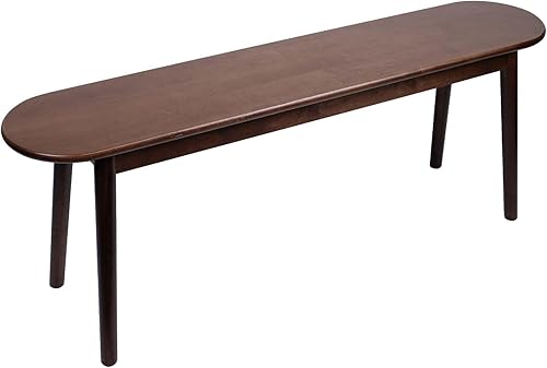 Banco de entrada, banco de comedor de madera maciza, banco de mediados de siglo con esquina redondeada, banco para exteriores con construcción