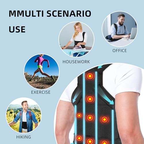 WVWMYM Rücken Geradehalter Damen Herren, 8 Magnete Haltungskorrektur Rücken, Einstellbare volle Rückenlehne für Nacken Schultern Zurück Gerader, Skoliose Rundrücken Korrektur Bietet Form