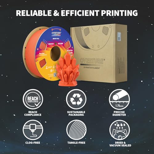 Image of OVERTURE Rock PLA Filament 1.75mm, Marble PLA, 1kg Mars Red