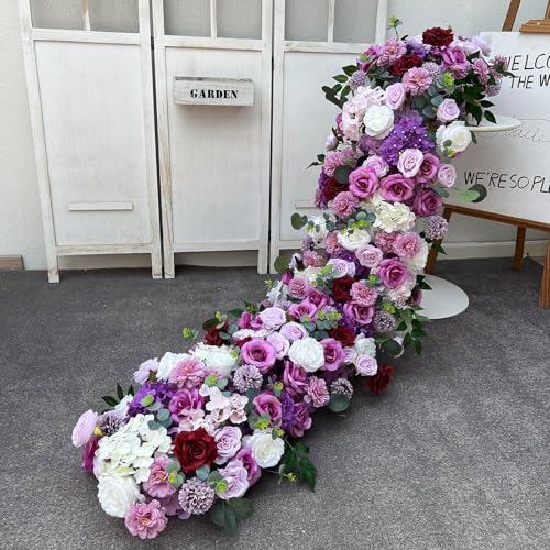 1.64ft Runner Flower Row Artificial Flowers for Table Centerpiece Wedding Decoration Mix Flowers Backdrop Wall Arches Decor (A1)