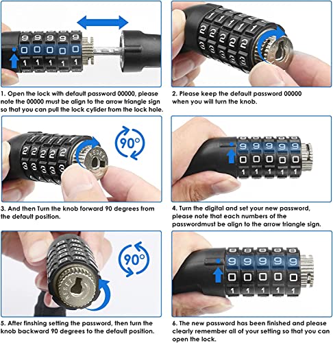 Bike Lock Chain Bicycle Lock - Bike Locks Heavy Duty Anti Theft Chain Lock 5 Digit Combination Resettable Cycle Lock For Bicycle #TOP5