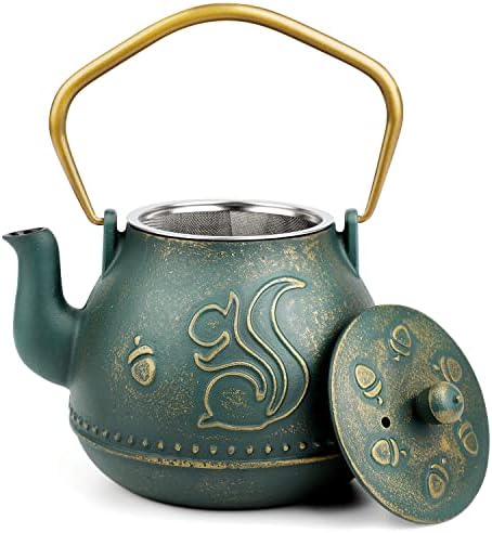 KOFPAR, Japanese cast iron Teapot with Removable Stainless Steel Infuser, Stovetop Safe, Tetsubin Coated with Enamel Interior (950 ml/33 oz)