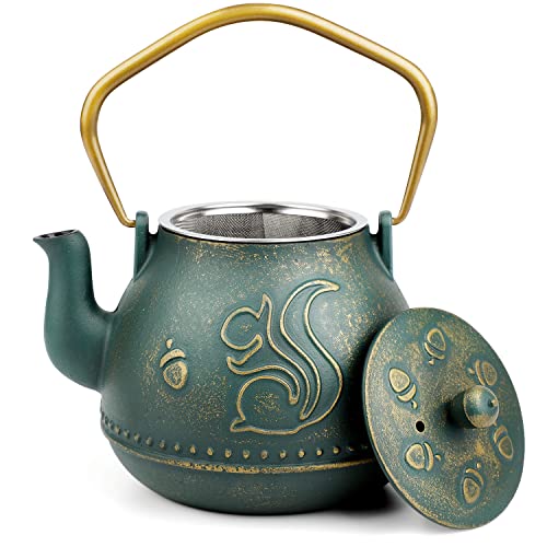 Kofpar, Japanese Cast Iron Teapot With Removable Stainless Steel Infuser, Stovetop Safe, Tetsubin Coated With Enamel Interior (950 Ml/33 Oz) #TOP25