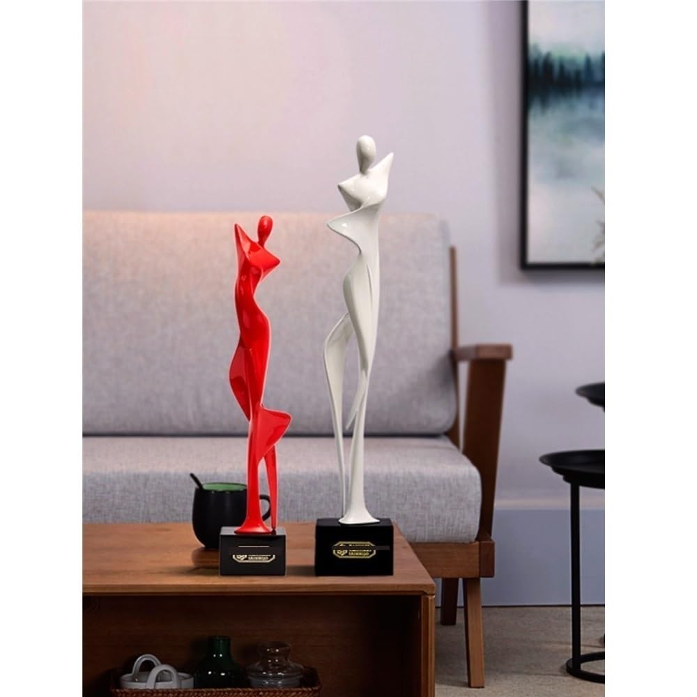Harz Abstrakte Skulptur Statue Sammeln Figuren Home Büro Bücherregal Desktop Decor(Red)