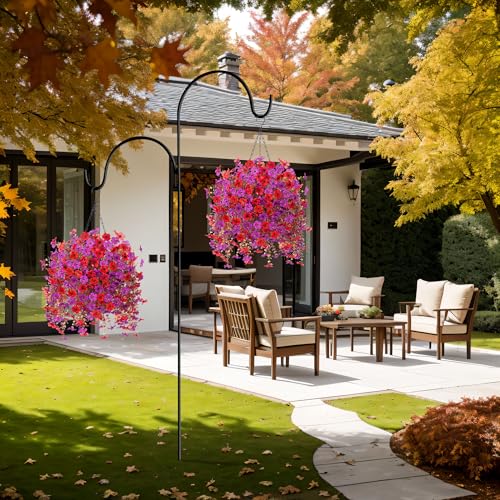 Spring-Artificial-Fake-Hanging-Flowers-Plants-with-Basket-Summer-Outdoor-DecorFaux-Silk-Colorful-Daisy-in-Planter-Boxwood-No-Fade-Plastic-Shrubs-Decor-Farmhouse-Home-Garden-ThanksgivingRed-Purple Spring Artificial Fake Hanging Flowers Plants with Basket Summer Outdoor DecorFaux Silk Colorful Daisy in Planter Boxwood No Fade Plastic Shrubs Decor Farmhouse Home Garden ThanksgivingRed Purple