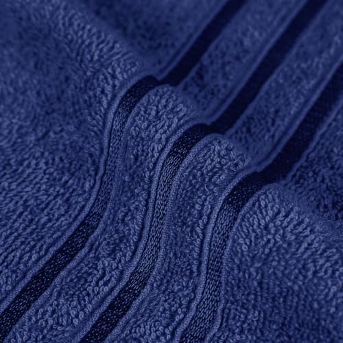Image of MYTRIDENT Towel Set| Comfort Living | Quick Drying | Travel Friendly | for Men /Women | 3 PC Towel Set | 1 Bath (70 cm x 140 cm) 2 Hand (40 cm x 60 cm) | 100% Cotton 400 GSM - New Navy