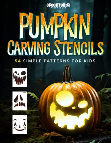 Pumpkin Carving Stencils: 54 Simple Jack-o-Lantern Patterns for Kids | Professionally Designed,...