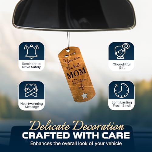 Image of Car Fragrance for 365 Days Freshwood Best Mom ❘ Gift for Mom ❘ Rear View Mirror Wood Air Freshener ❘ Mirror Hanging scent | Car Decorative Pendants ❘ Handmade Car Essentials