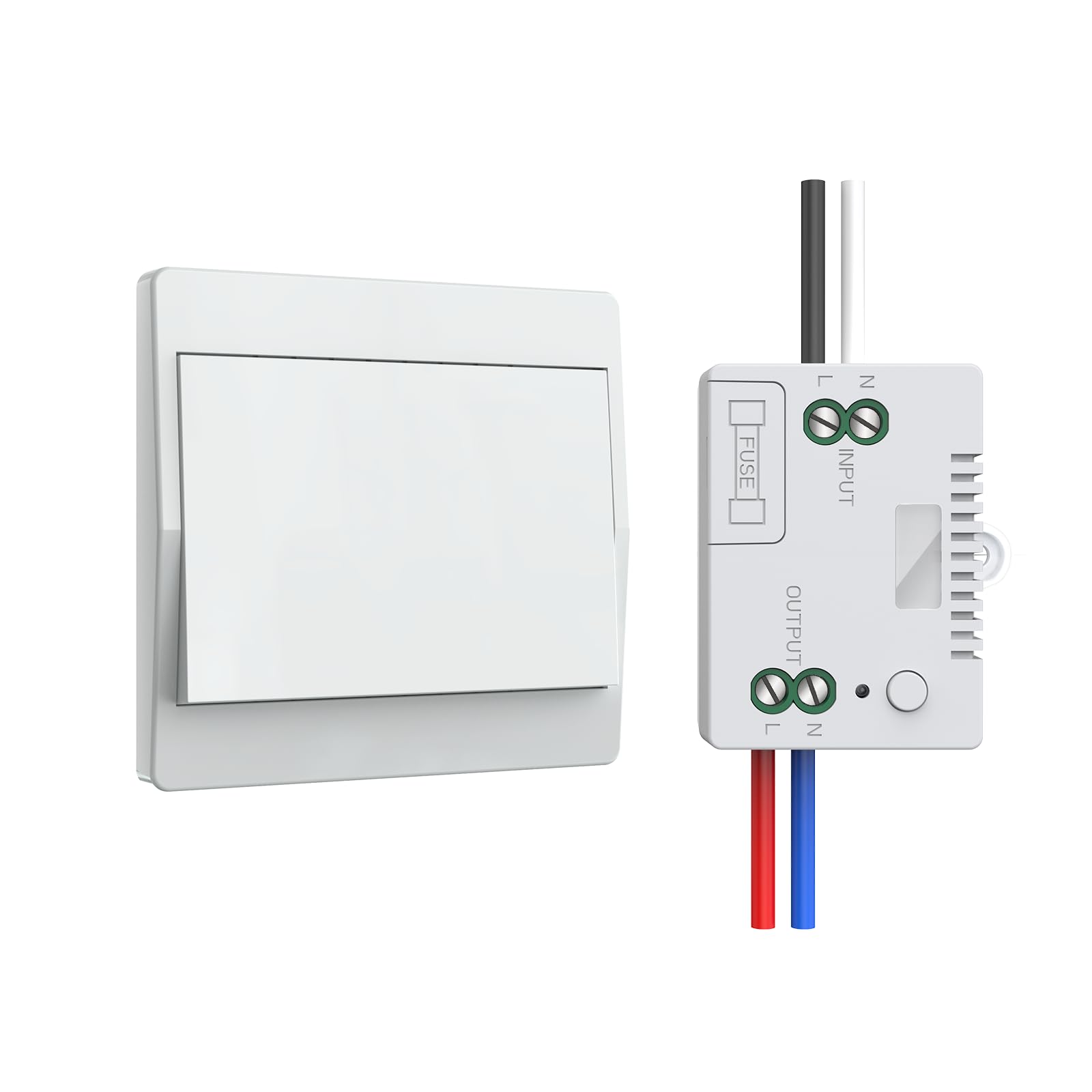 Kinetic Switch and Receiver - Thinkbee Wireless Light Switch, No Wiring No Battery Needed Eco-Friendly Energy, 433 MHz RF Switch Remote Control up to 650ft, AC 90~250V, 10A Max, Waterproof