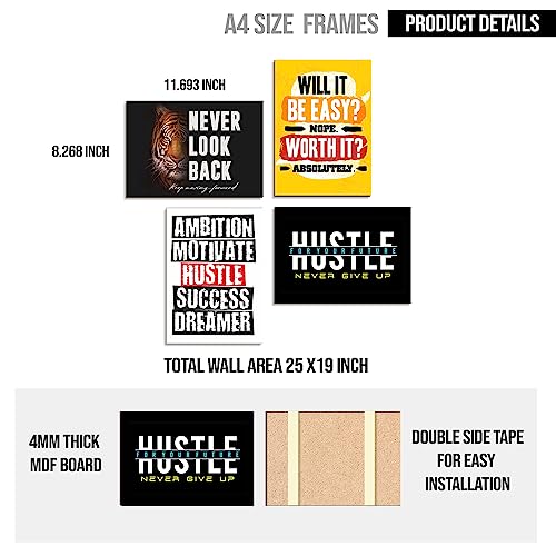 Image of PAPER PLANE DESIGN Poster Frames Quotes Size- 8.25 x 11.75 inch, Set of 4, Motivational (I)