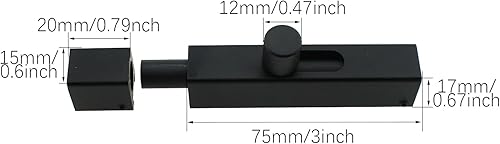 Miniatura 2 de RLECS Cerradura de puerta de dormitorio de 2.953 in3 pulgadas, cerradura de refuerzo de puerta, cerradura deslizante de puerta interna de aluminio,