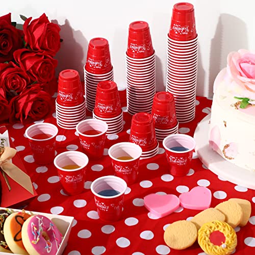 Lounsweer 100 Pcs Plastic Shot Glasses Shot Cups 2 Oz Disposable Shot Cups Mini Party Shot Glasses For Bachelorette Birthday Drinking Tasting Serving Snack Samples Cup (Red, Heart) #TOP2