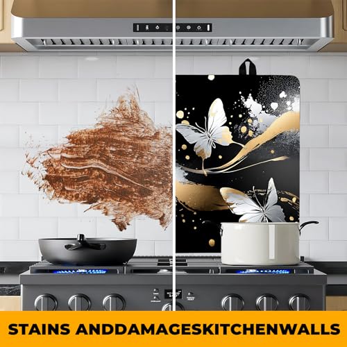 Image of Stove Top Cover for Home Decoration Kitchen Pad Washable Cooktop Covers Countertop Stove Protector Mat for Home Kitchen Cooktops (butterfly, 28 inchx20 inch)