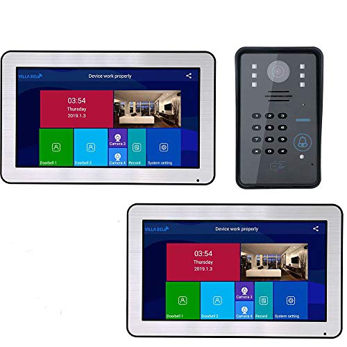 10 Zoll 2 Monitore Kabelgebundenes Drahtloses WiFi-RFID-Kennwort-Video-Türsprechanlage Türklingel-Intercom-Eintragssystem Mit AHD