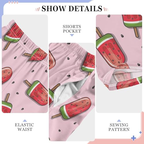 Watermelon Ice Cream Print Boys Long Pants Soft Trousers Elastic Waist Kids Lounge Bottoms with Pockets S-XL4