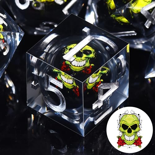 SIQUK 7 Piezas Juego de Dados Resina Dados D&D Dados de Núcleo Líquido Dados Poliédricos para Dungeons and Dragons DND RPG MTG