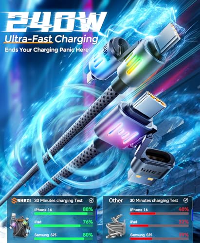 Câble USB C 4 en 1 multi-embout de charge rapide 150W compatible iPhone et Mac - 4