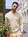 COOFANDY Men Long Sleeve Polo Sweater Knitted Polo Slim Fit Waffle Collared Pullover Sweater Champagne