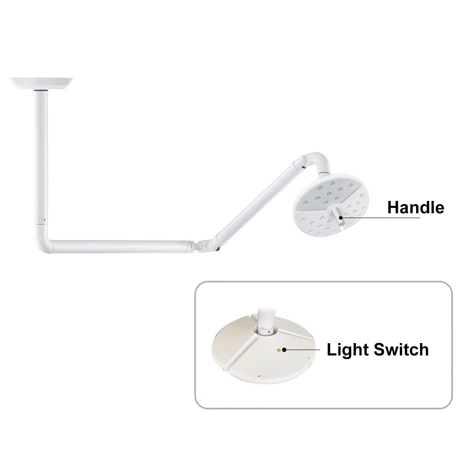 50 W 27 Otworów LED Bezcieniowa Lampa Egzaminacyjna, Sufitowa Lampa Medyczna do Badań, Światło Chirurgiczne, Regulowana Jasność, Lampa Stomatologiczna do Jamy Ustnej, Zimne Światło do Badań