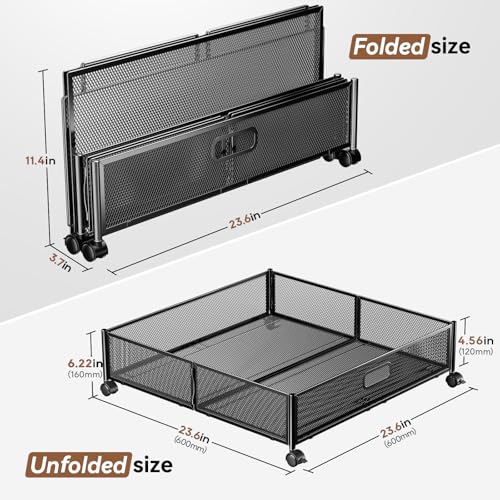 PHINOX Under Bed Storage with Wheels & Handle,Metal,Large,4 Pack,Black by PHINOX - Used condition - Image 2