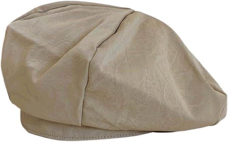 Women Leather Winter Hat Chain Painter Berets Caps for Ladies Girls Hats Trendy Beret