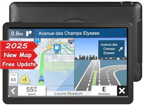 GPS Car Navigator, 9 Inch Display, Voice Guidance, Lifetime Maps with Voice Guidance and Speed Camera Warning 2D&3D map Americas Maps Free Lifetime Map