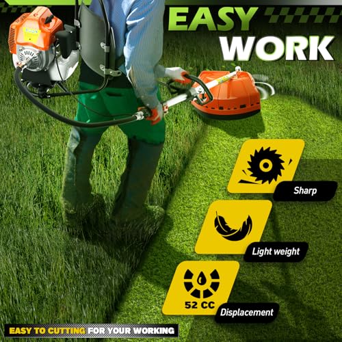 52cc 2-Stroke Weed Eater Gas Powered,3 in 1 Gas Brush Cutter,Gas String Trimmer and Gas Weed Wacker Trimmer for Weeds and Grass