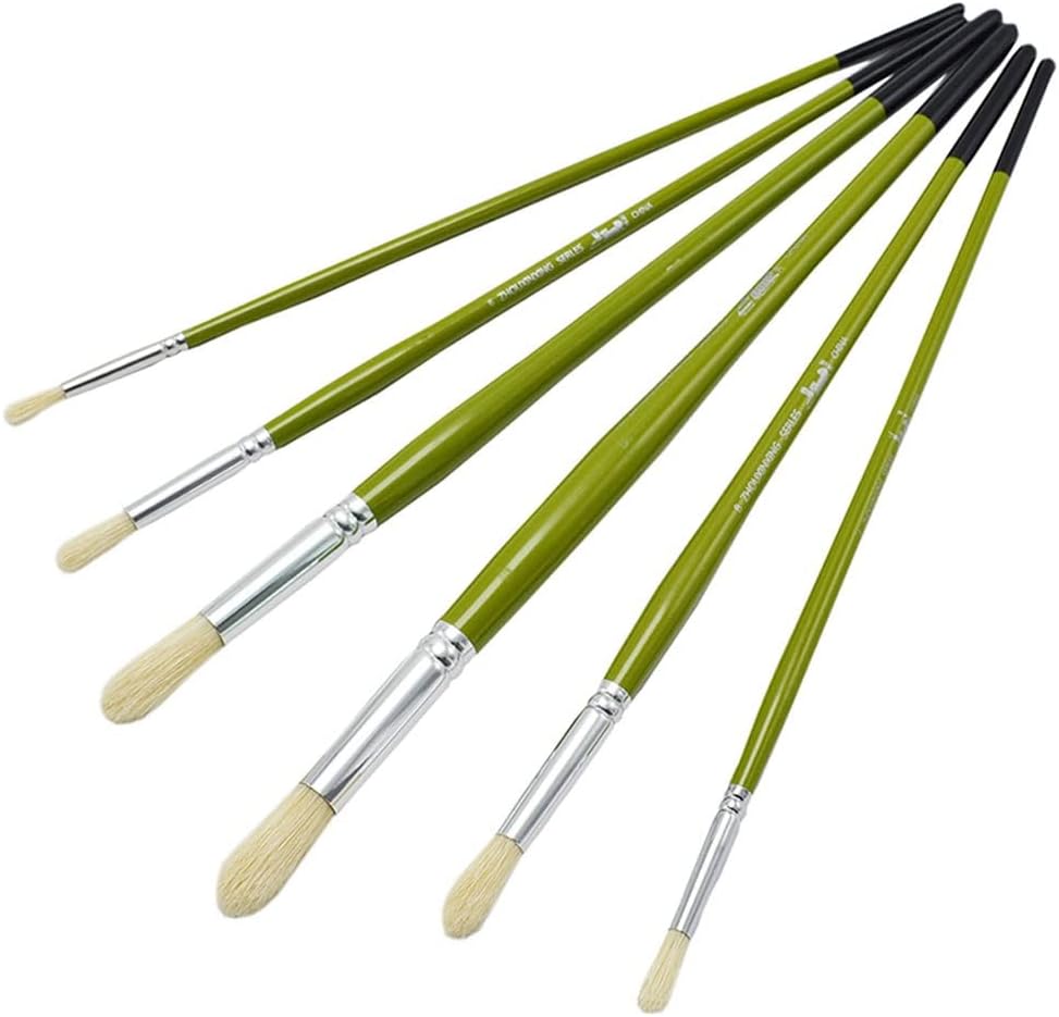 FUOEN 6pcs/set Round Mane Oil Paint Pen Set Brush Peak Art Supplie